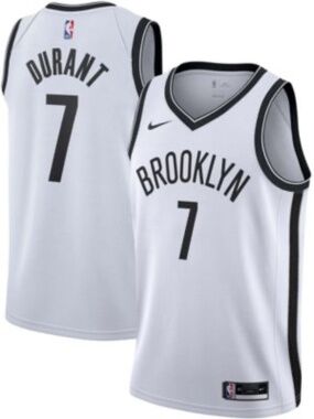 Nike White and Black Brooklyn Nets Kevin Durant #7 Basketball Jersey size Small